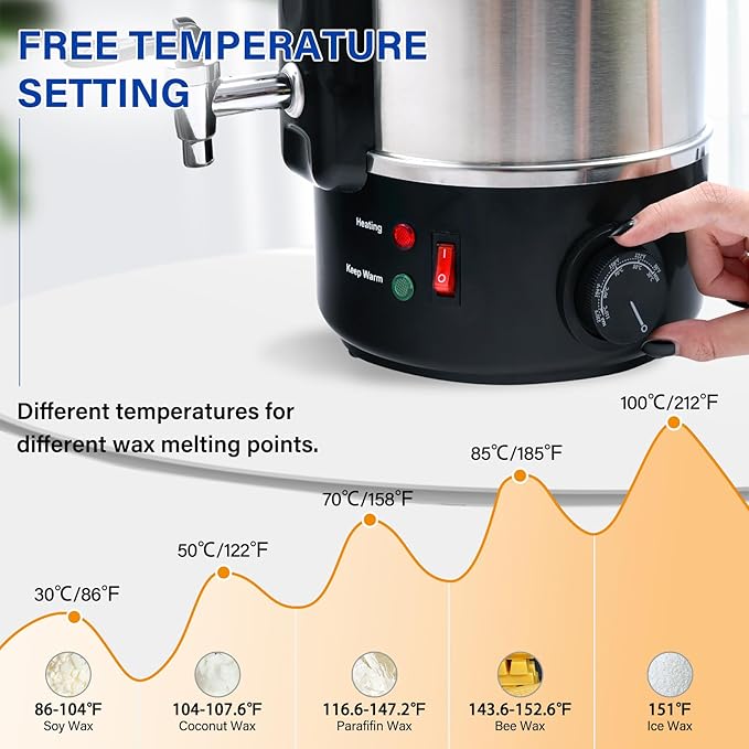 TCFUNDY Candle Making Wax Melting Pot 8.45Qts/17Lbs, Electric Non-Stick Candle Wax Melter Pot 8L, DIY Candle Making Kit for Adults, Soy Wax and Beeswax Candle Maker