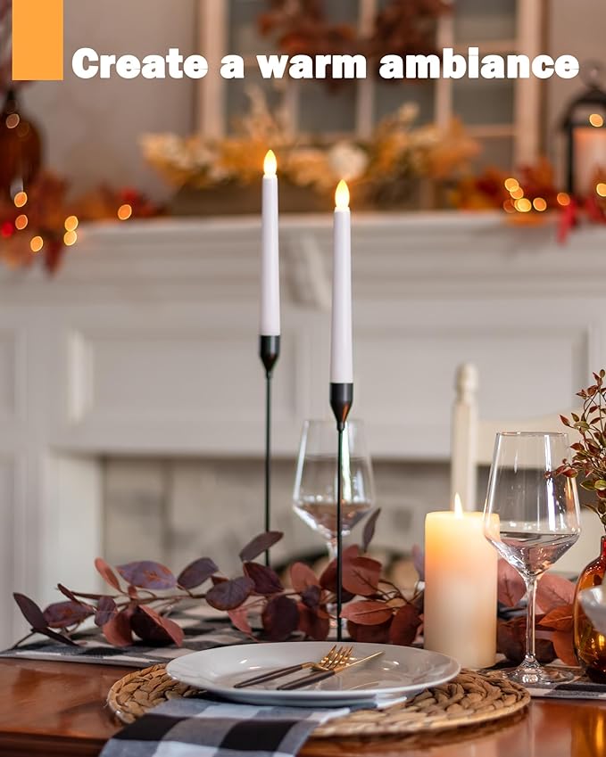 FPOO 6PCS Christmas Window Candles with Timer, Led Flickering Flameless Candles with Remote, Battery Operated Taper Candles Provide Realistic Warm Lights for Home Party Holiday