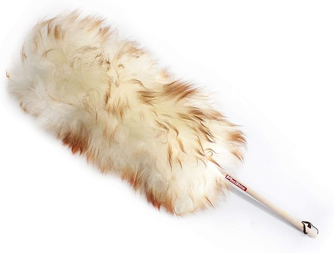 Maxshine Universal 100% Lambswool Detailing Duster with Wooden Handle | Premium Ultra-Soft High-Density Wool Head (3.5”) | Gentle Car Cleaning Brush for Dusting Interior & Exterior Surfaces