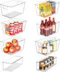 Set of 8 Clear Plastic Storage Bins, 6 Large +2 Small Pantry Organizers and Storage Containers for Kitchen Organization, Home Storage Essentials for Office, Closet, Garage, Freezer& Bathroom