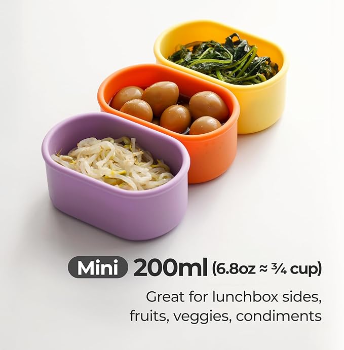 Premium Korean-Made Silicone Airtight Food Container with Steam Vent – BPA Free, Leakproof, Microwave & Freezer Safe Meal Prep. & Leftovers Storage (Green Apple, 7 floz)