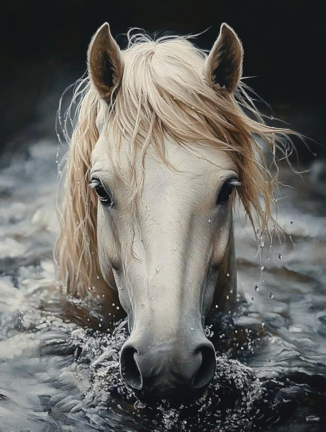 Diamond Painting Kits for Adults Horse Diamond Painting Kits Animal 5D Full Square Drill Strass Crystal Crafts for Adults DIY Art Kit for Beginner, Home Wall Art, Gifts for Women 28x40in Y-D8839O
