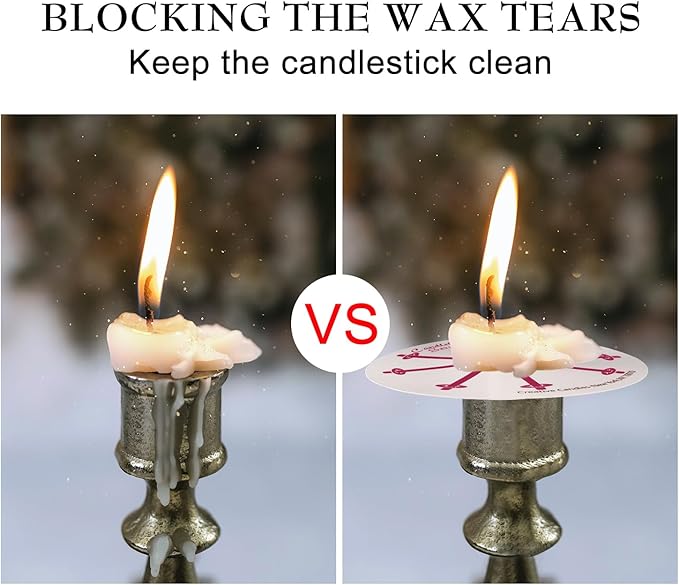 50 Church Candles with Drip Protectors for Devotional Candlelight Vigil Service, Box of 50 Candles, Unscented White 5" H X 1/2" D, No Smoke