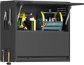 Metal Garage Wall Cabinet with Up-Flip Door, Black Float Tool Cabenit with 2 Doors,Upper Storage Cabinets with Pegboard for Kitchen,Garage,Workshop,Warehouse (25.6" H,Black)