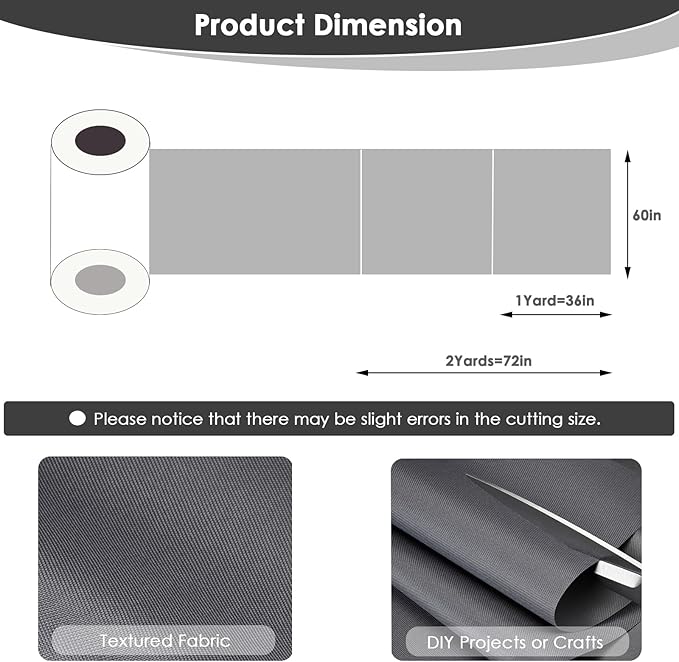 Waterproof Canvas Fabric by The Yard 60" W 600 Denier PVC Backing Water Repellent Polyester Upholster Fabric Material for Indoor Outdoor Marine Awning Tent Craft DIY(2 Yards, Gray)