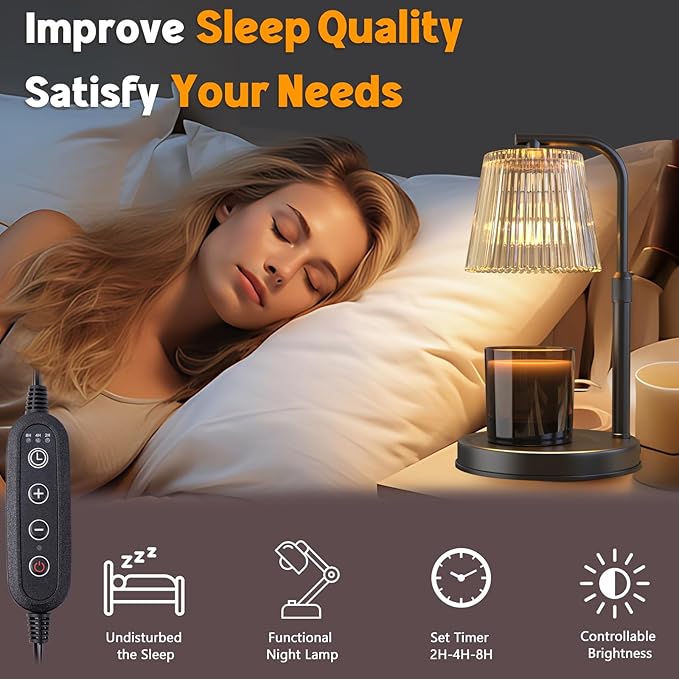 Candle Warmer Lamp with Timer Dimmable - Adjustable Electric Wax Melt Warmer Scented Large Jar Candles Lights, House Warming Birthday Gifts for Women, New Home Living Room Decor, Modern