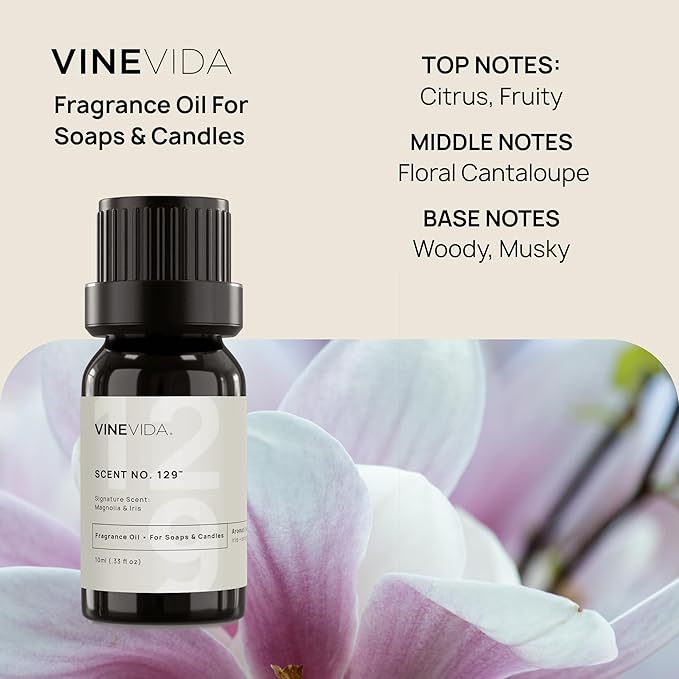 VINEVIDA [10 ml] Magnolia & Iris; Fragrance Oil for Candle Making and Soap Making - Premium Candle Scents for Soy Candles