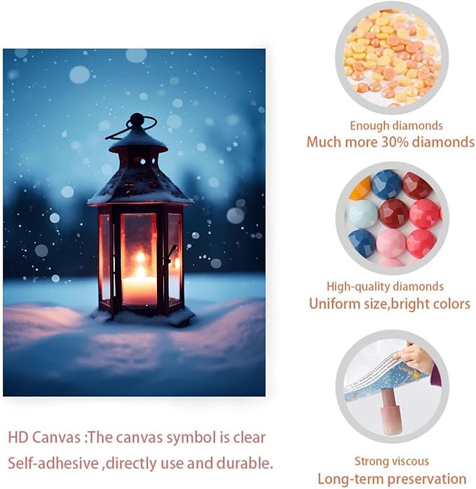 GUAIEUW Winter Candlelight Diamond Painting Kits DIY 5D Crystal Full Round Diamond Painting, Handmade Art for Living Room Home Wall Decor Birthday Gift 12x16 Inch, WZ8-0325-ZS-season-T8DCWA-CA9EEM