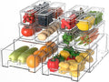 damynuo 14Pack Fridge Organizer Bins, Clear Refrigerator Organizing Containers with Lids and Refrigerator Drawers, Stackable Food, Vegetable and Fruit Containers for Fridge Organizers and Storage