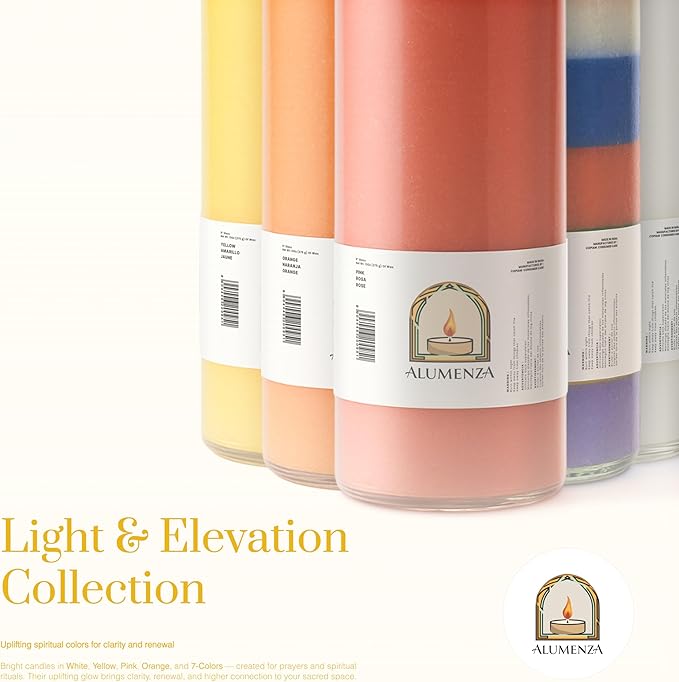 3 Pack Yellow 7 Day Candles in Glass Jar – Paraffin Wax, Clean Burning Unscented | Large & Tall Devotional Prayer Pillar Candles for Home, Memorial, Spells, Long Lasting