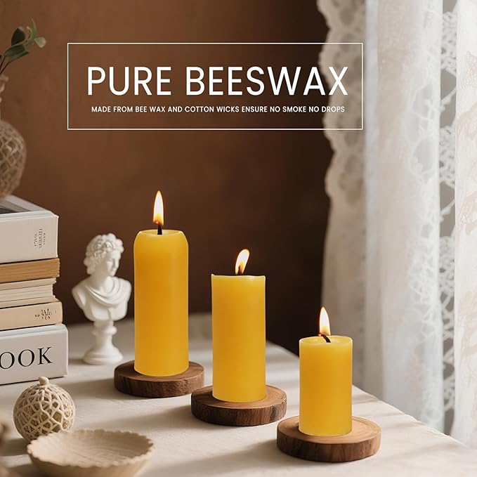 Small Pillar Candles 20-Pack - 10-Hour Long Burning 100% Natural Beeswax Candles, Perfect for Everyday Use, Home & Travel, Power Outages，Classic Pillar Style (3.5"x1.3")
