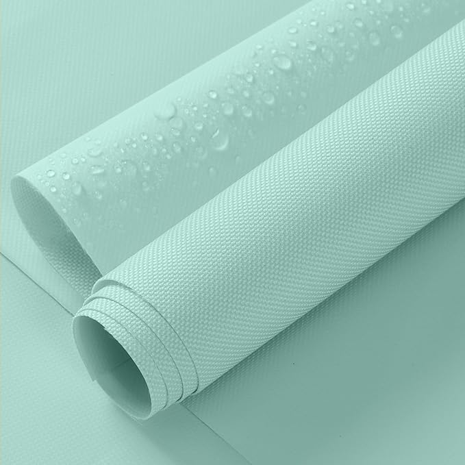 ANMINY 100% Waterproof Outdoor Fabric 5 Yards, 58" W 600D Marine Canvas Fabric with PVC Backing, Ripstop Upholstery Material by The Yard for Furniture Boat Covers Tent Awning, Aqua