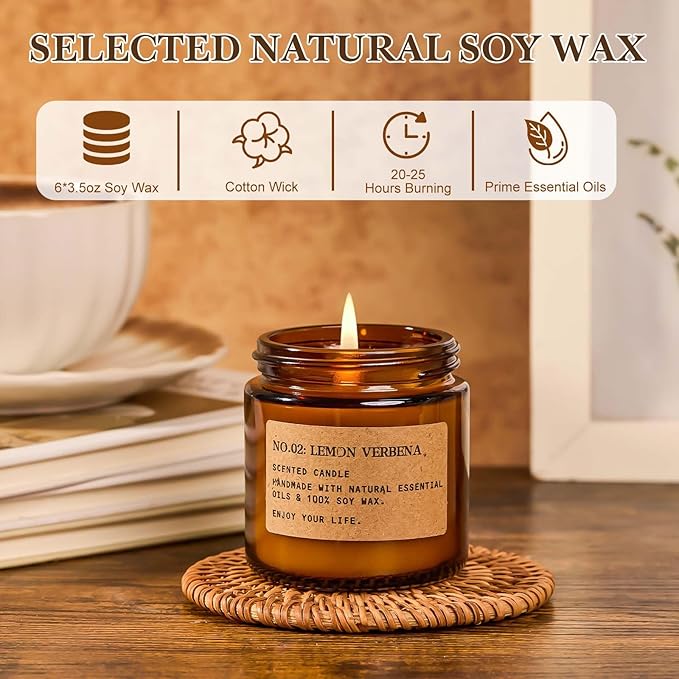 Candles for Home Scented, 6Pack 3.5 Oz Soy Wax Candles Gifts Sets with Sage Breeze & Lavender for Brithday Valentine's Day Gifts Women Mother