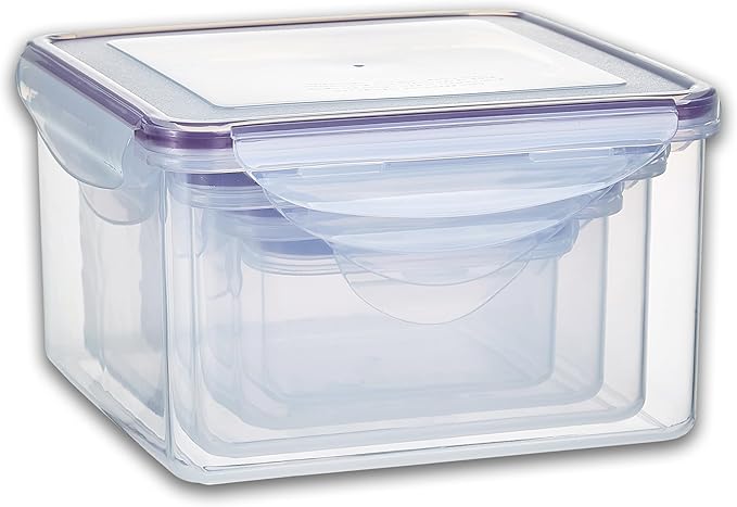 Set of 4 Square Nesting Food Storage Containers - Reusable, BPA Free Plastic, Snap Lock Lids With a Leakproof Silicone Seal. Great for Snacks, Soup, Fruit, Salad and Food Storage…