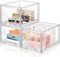 3 Packs Large Plastic Stackable Storage Drawers, DILIBRA Clear Storage Bins Organizer with Pull Out Drawers, Snacks Storage Organizer for Kitchen Cabinet Closet Shelf Pantry Organizers and Storage