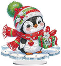 5D Diamond Art Ornament Kits Christmas Penguin, DIY Diamond Painting Desktop Ornaments, Special Shaped Crystal Rhinestone Diamond Art Table Top Home Office Christmas Decor (24x24.7cm)