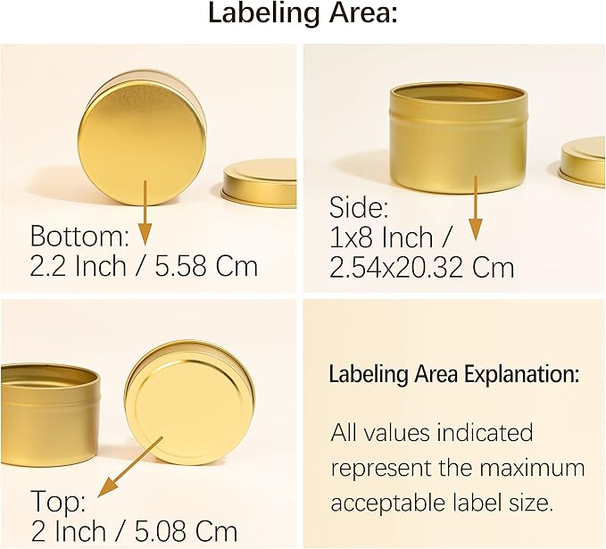 Gold Candle Tins 4oz with Lids, 24 Piece Candle Containers, Bulk Candle Jars for Candle Making - Gold