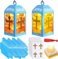 Simgoing 12 Religious Cross Lanterns Crafts with LED Candles Lights Jesus Lights The Way Sunday School Tissue Paper DIY Oil Lamp Cross Hanging Ornament Vsb Church Activity