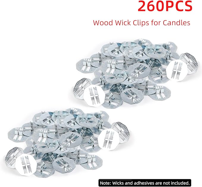 Ziosxin 130pack Galvanized Metal Base Suitable for Wood Wicked Candles Manufacture, Metal Bracket Size:W*D(25 * 25mm),H(8mm) Does not Include Wicks and Stickers