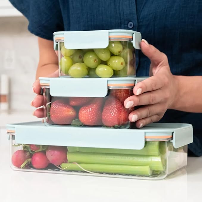 LocknLock LBF406RS2M Modular Plus Food Storage Container,4 set (2 containers & 2 Lids)- Mint