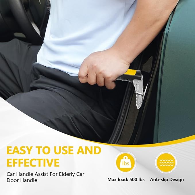 Kaiedos Car Door Handle for Elderly, 3-in-1 Car Handle Assist for Seniors, Portable Auto Cane Vehicle Support Handle, 500 lbs Capacity, Non-Slip Door Assist Bar