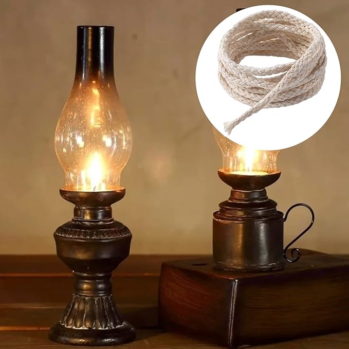 65.5 Ft Cotton Wicks for Oil Lamps, 1/8 in Braided Round Candle Wicks Replacements for Oil Candle Wicks, Candlemaking, Candle Supplies (20m)