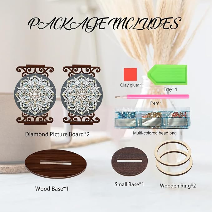DIY Diamond Candlestick Holders Diamond Art Painting Wooden Home Decoration Holiday Surprise Dress Up Candlestick Ornaments Double-Sided Diamond Mandala Candle Holder Kits Tabletop Decoration