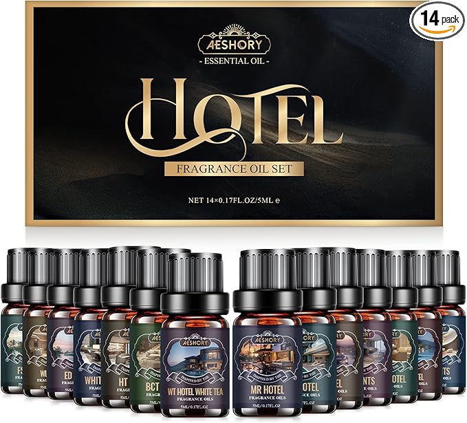 Hotel Diffuser Oils Set - 14Pcs Luxury Fragrance Oil Blend Hotel Scent Essential Oils Set for Diffuser, Soap & Candle Making