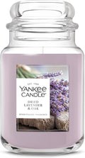 Yankee Candle Dried Lavender & Oak, Scented Candle, 22oz Large Jar with up to 150 Hour Burn Time, Giftable, Birthdays