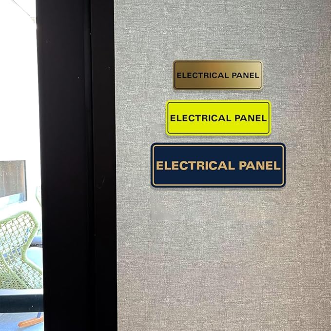 All Quality Standard Electrical Panel Wall or Door Sign - Durable Material | Clear and Functional Sign | Easy Installation‌ - Black - Small (1 Pack)