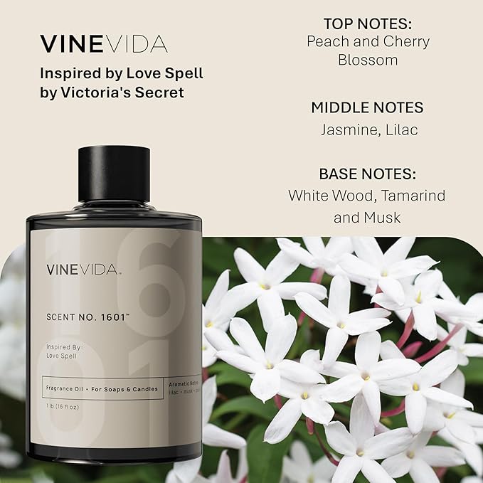 VINEVIDA [16oz] (Our Version of) Love Spell by Victoria Secret Fragrance Oil for Soap Making Scents for Candle Making, Perfume Oils, Soy Candles, Home Scents Oil Diffusers, Bath Scent Bomb Oils