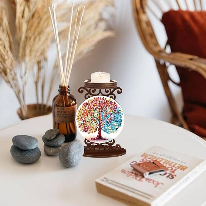 Diamond Painting Taper Candle Holders Diameter 5cm Candlestick Holders Centerpieces Candlestick Holders Candle Stick Holders for Home Decoration Party Housewarming Gifts Tree of Life