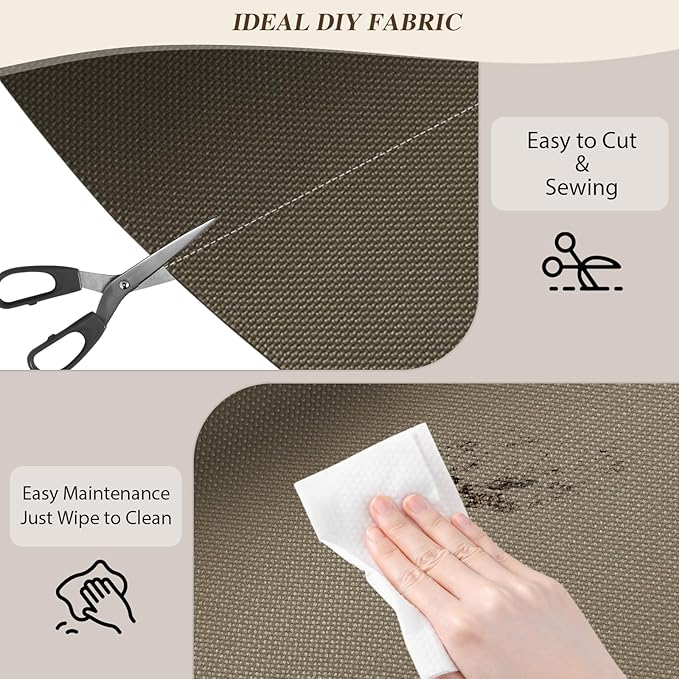 ANMINY 100% Waterproof Outdoor Fabric 5 Yards, 58" W 600D Marine Canvas Fabric with PVC Backing, Ripstop Upholstery Material by The Yard for Furniture Boat Covers Tent Awning, Khaki