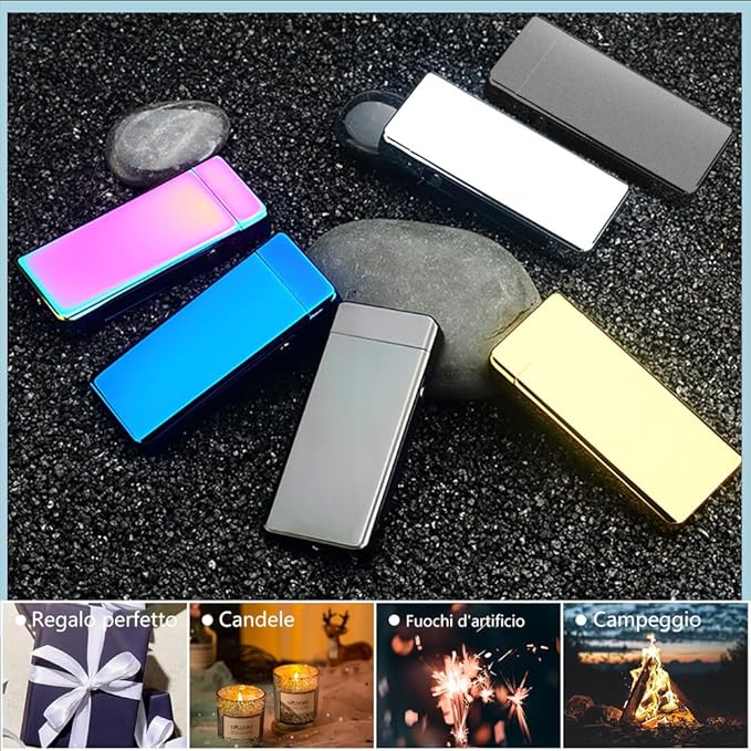 YOZWOO Electric Lighter Rechargeable, High Power Flame Arc Lighter, USB Lighters with LED Battery Indicator, Windproof Electronic Lighters for Candle Camping with Gift Box (Black)