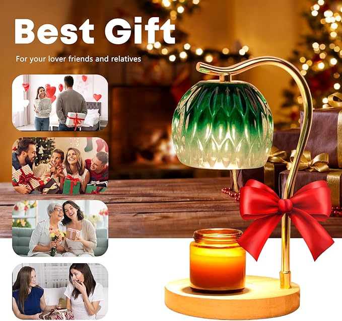 GEEZO Fragrance Candle Warmer Lamp，Electric Candle Warmer with Timer & Dimmer，Mom Christmas Birthday Gifts for Women, House Warming Gifts New Home Bedroom Decor