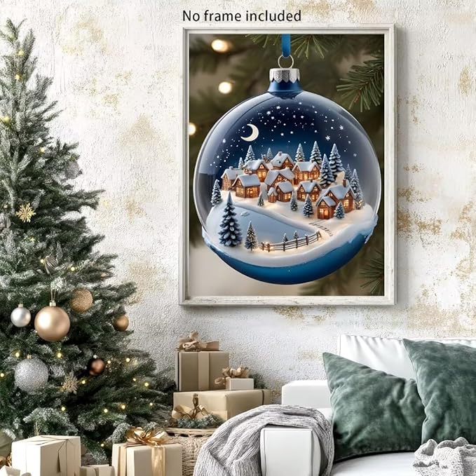 QZOTRXI Christmas Diamond Painting Kits for Adults DIY, 5D Christmas Glass Ball Diamond Art for Beginners,Round Full Drill Paintings with Diamonds Gem Art for Home Wall Decor 12x14 Inch