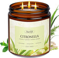 Auelife Scented Candles, 12oz Large 3-Wick Candle for Home Patio Camping & Garden, Natural Soy Wax Citronella Candle for Summer Gift, Long Lasting for Indoor Home Scented, 50+ Hour Burn
