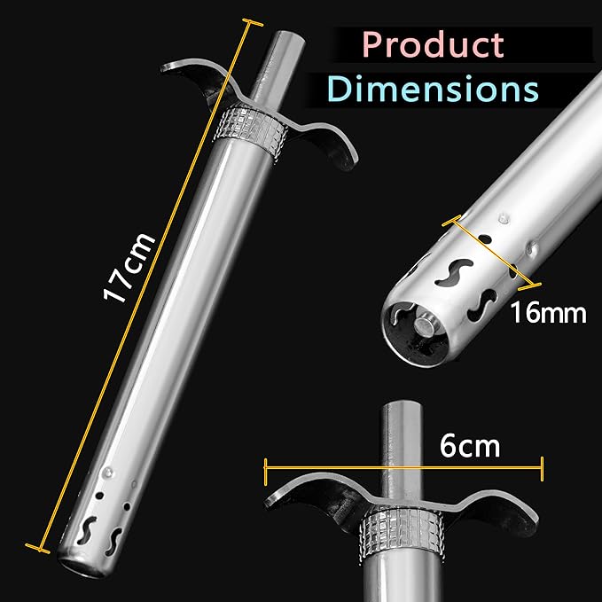 Easy Grip Premium Waterproof Stainless Steel Matt Finish Regular Gas Lighter for Gas Stove, Restaurants & Kitchen Use - Silver Matte