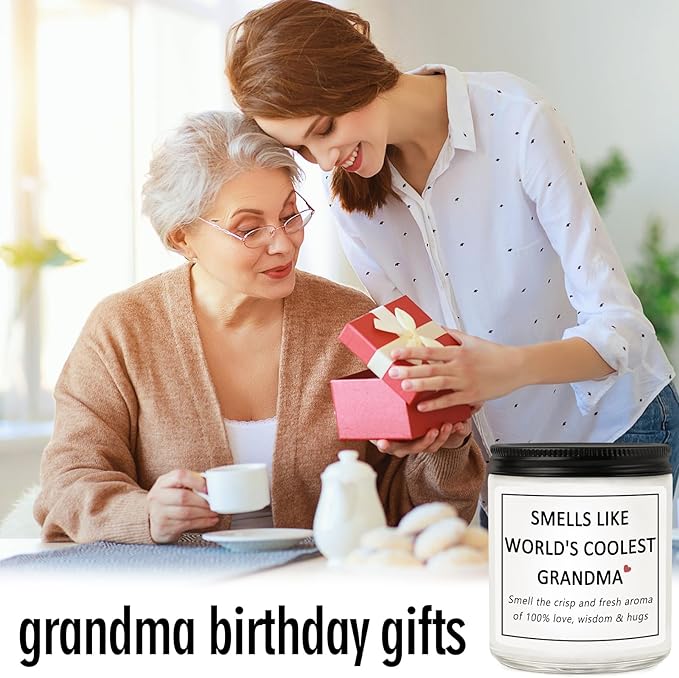 Grandma Gifts, Mothers Day Gift for Grandma from Grandchildren Granddaughter Grandkids, Smells Like World's Coolest Grandma Lavender Candles