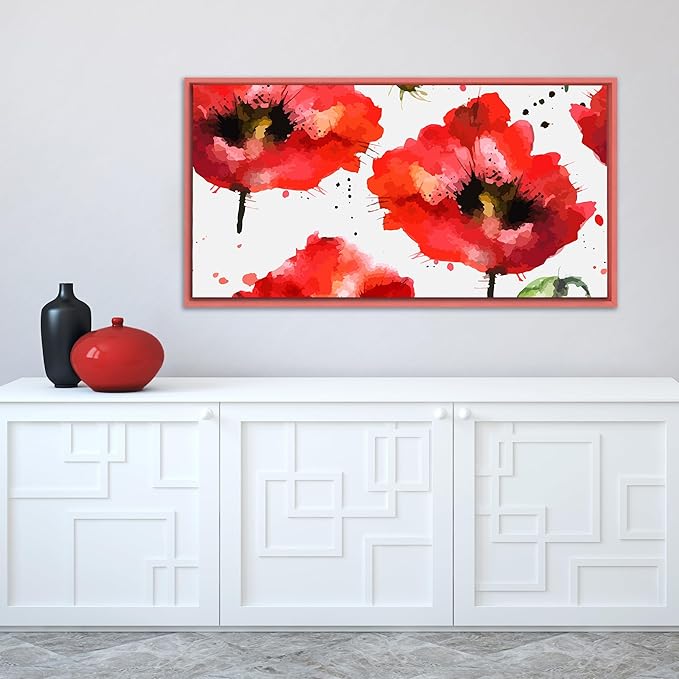 Pixy Canvas Floater Frame 32x40 for 1-1/2 (1.5) inch Deep Canvas Paintings/Canvas Prints/Wood Canvas Panels/Wall Art/Wall Decor/Home Decor/Artwork (Pastel Red/Pink, 32 x 40 inch, Landscape)