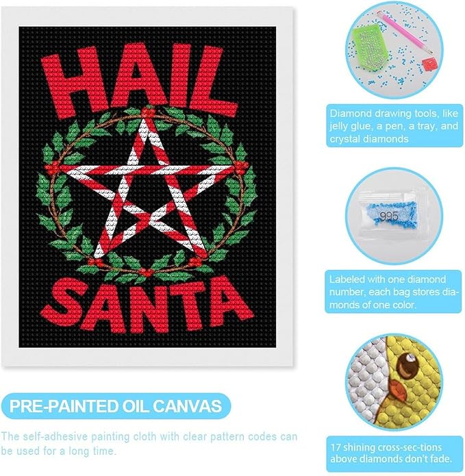 AIVKIEJK Diamond Painting Kits for Adults - Hail Santa Christmas Painting DIY 5D Full Drill Diamond Dots Paintings with Diamonds Gem Art and Crafts Home Decor 16"x20"