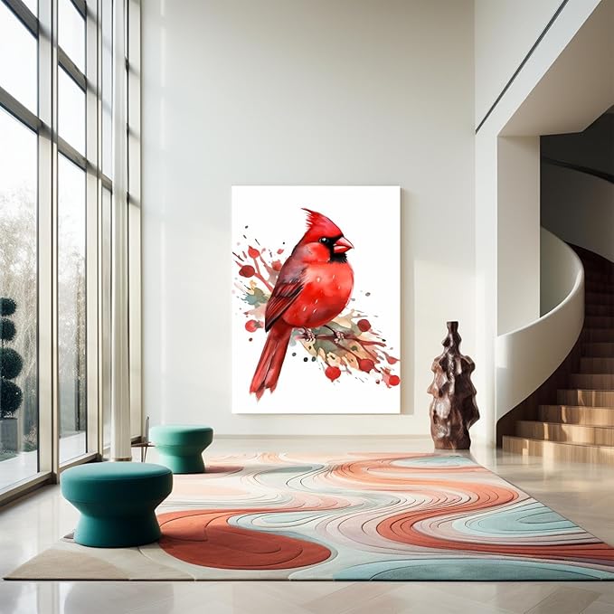 GUAIEUW Proud Red Bird Diamond Painting Kit for Adults, Full Round Diamond Cardinal Bird 5D Diamond Painting DIY Art Crafts for Winter Home Wall Decor Holiday Gift 12x16 Inch