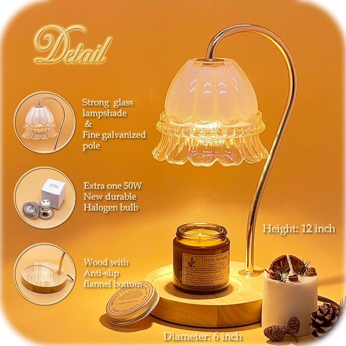 Candle Warmer Lamp with Timer Dimmer, Wax Warmer Lamp for Jar Candles with 2 Bulbs, for Women Mom, Best Valentine's Day and House Warming Gift New Home Decor