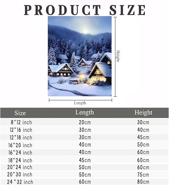 GUAIEUW Frameless Canvas Winter Snowy Houses Diamond Painting Kit DIY 5D Full Round Diamond HD Picture Diamond Dot Painting Art Craft Gift, Wall Decor Living Room Office Hangable 12x16 Inch