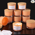 REISEN 12 PCS Orange Candle Jars for Making Candles, 4 OZ Glass Jars with Bamboo Lids and Sticky Warning Labels, Candle Containers for DIY Gifts, Candle Making Supplies