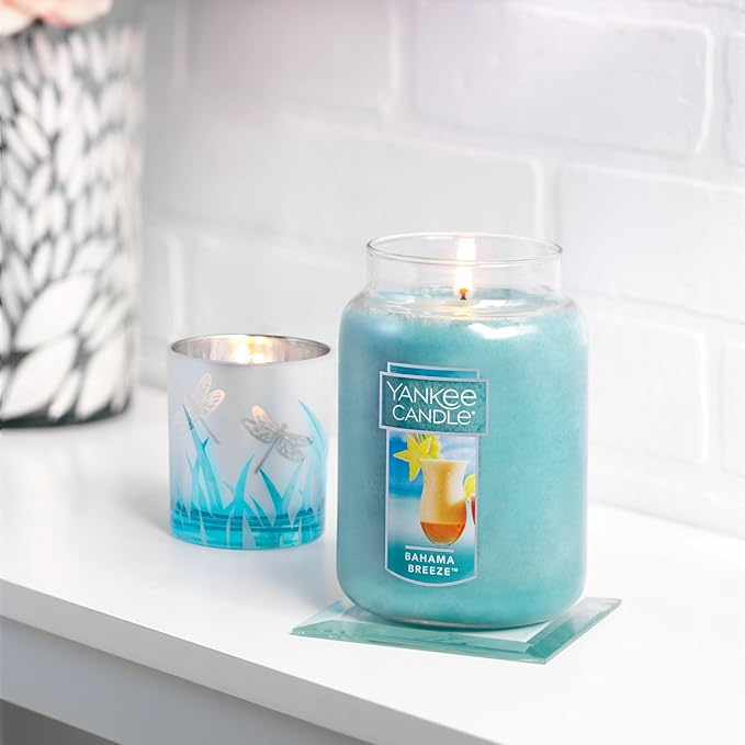 Yankee Candle Bahama Breeze Scented Classic 22oz Large Jar Single Wick Candle Over 110 Hours of Burn Time Perfect for Tropical Beach-Themed Setting Perfect for Gifting