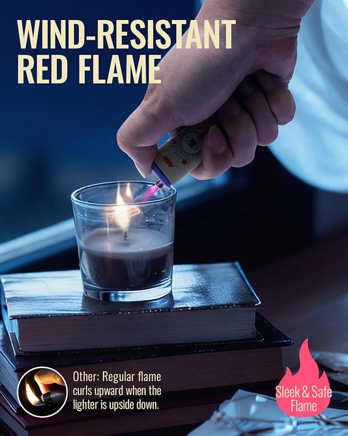 MK Wind Proof Jet Flame Lighters, 5PCS Striking Design, Ideal as Lighters for Candle, Camping, Outdoor use, Butane Refillable Lighter (Dream-5PC)