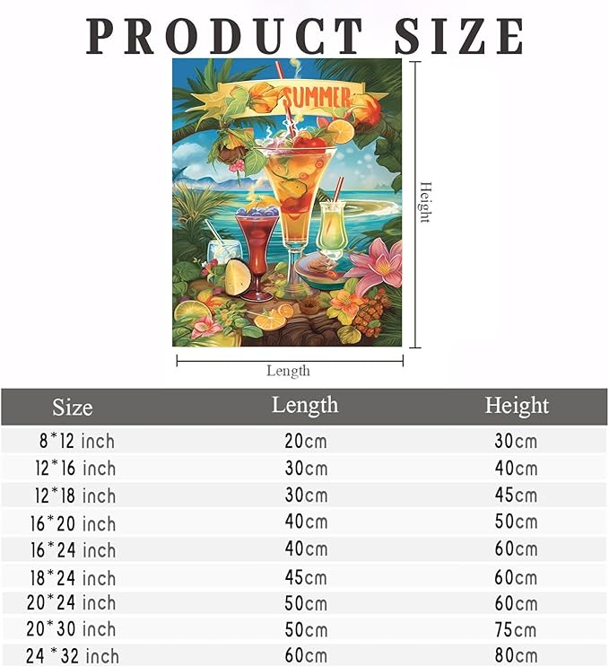 GUAIEUW Diamond Painting Kits for Adult Beginner Round Full Diamond 5D DIY Diamond Art Kit Gift - Season Theme Summer Beach Drinks Diamond Painting Home Wall Decor 20x30 Inch