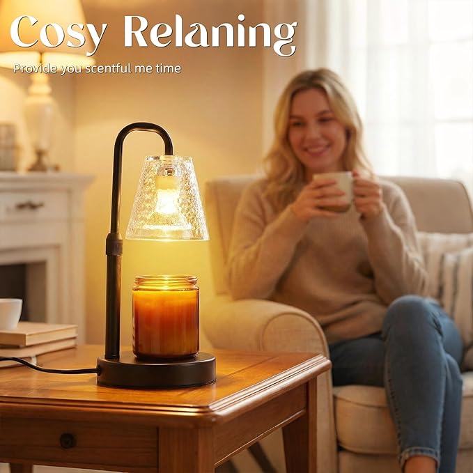 Glimra Candle Warmer Lamp with Timer,Dimmable Candle lamp for Jar Candles,Adjustable Wax Melts Warmer Birthday Gifts,for Mom Women Friend Sister,Office Apartment Dorm Room Home Decor Black