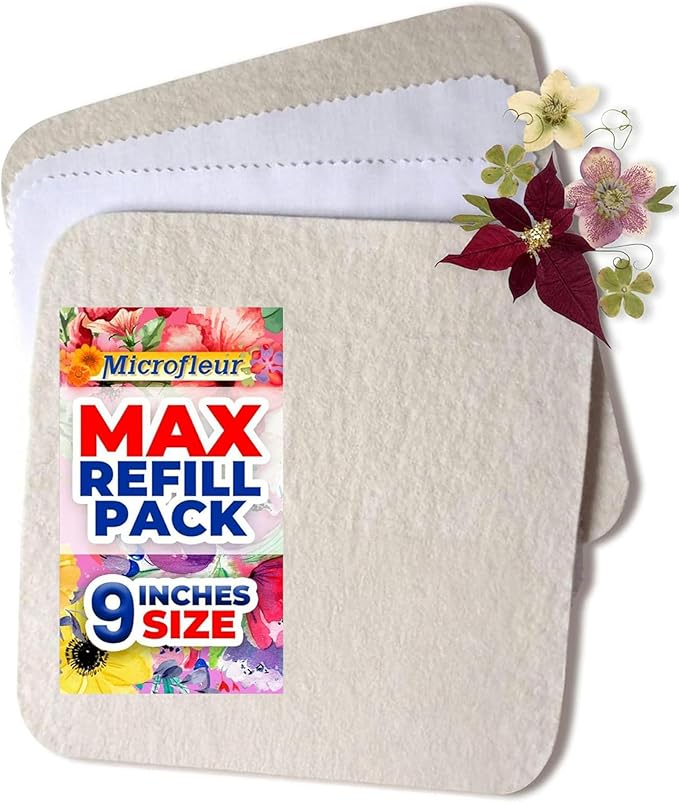 Microfleur - Max Microwave Flower Press Refill Pack - Floral Art Crafting Accessory, Creative Pressing, DIY Handicrafts Creations for Plant Lovers, Replacement Washable Cotton Liners - 9" (23 cm)